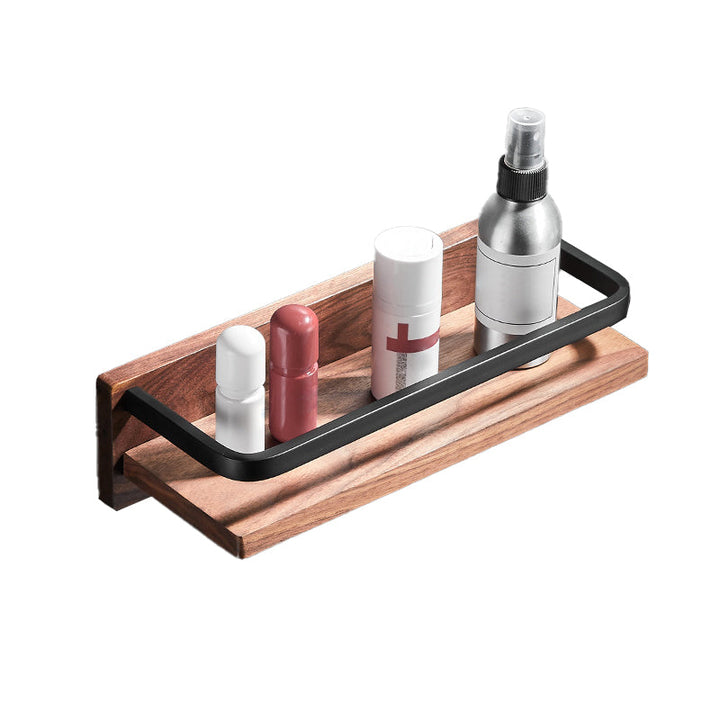 Lisslune | Wood & Aluminum Bathroom Set Brown Bathroom Accessory Set