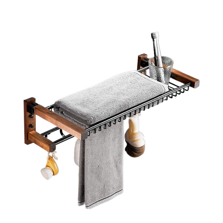 Lisslune | Wood & Aluminum Bathroom Set Brown Bathroom Accessory Set