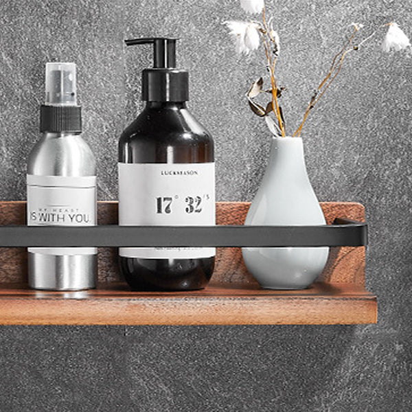 Lisslune | Wood & Aluminum Bathroom Set Brown Bathroom Accessory Set