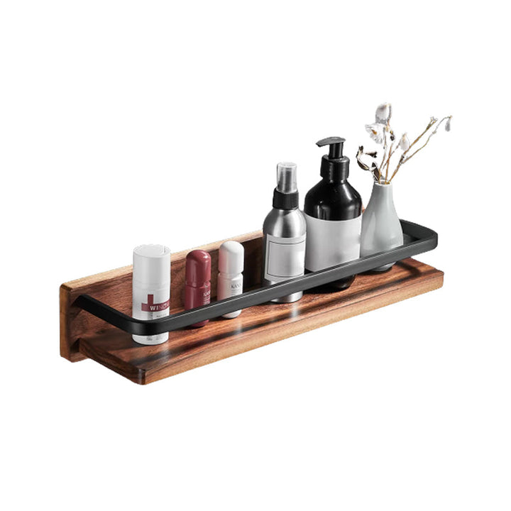 Lisslune | Wood & Aluminum Bathroom Set Brown Bathroom Accessory Set