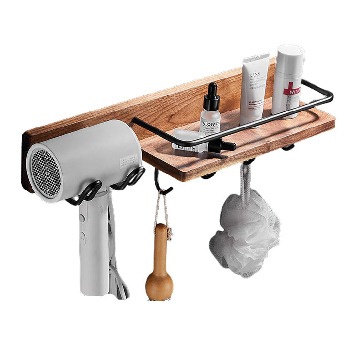 Lisslune | Wood & Aluminum Bathroom Set Brown Bathroom Accessory Set