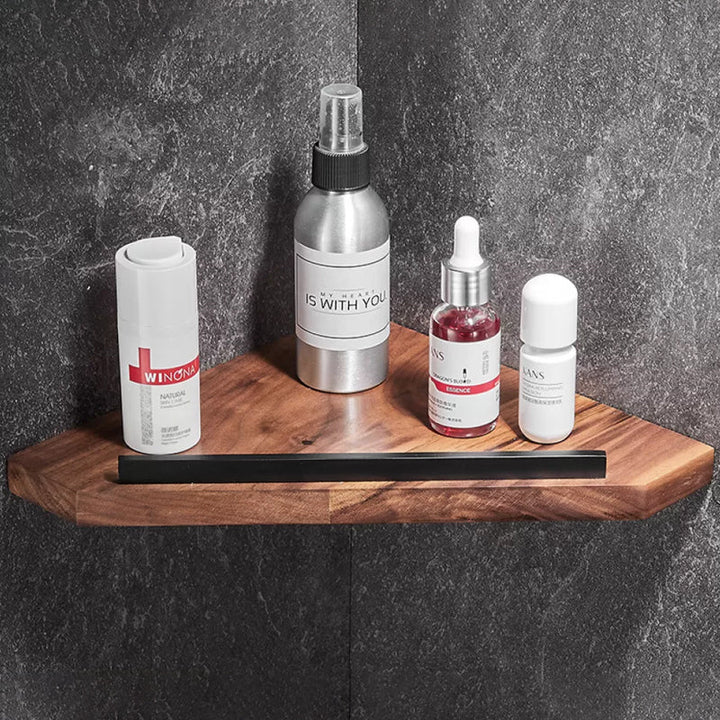 Lisslune | Wood & Aluminum Bathroom Set Brown Bathroom Accessory Set