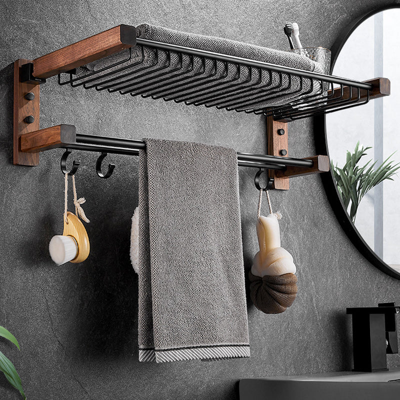 Lisslune | Wood & Aluminum Bathroom Set Brown Bathroom Accessory Set