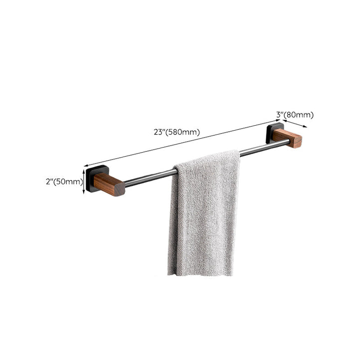 Lisslune | Wood & Aluminum Bathroom Set Brown Bathroom Accessory Set