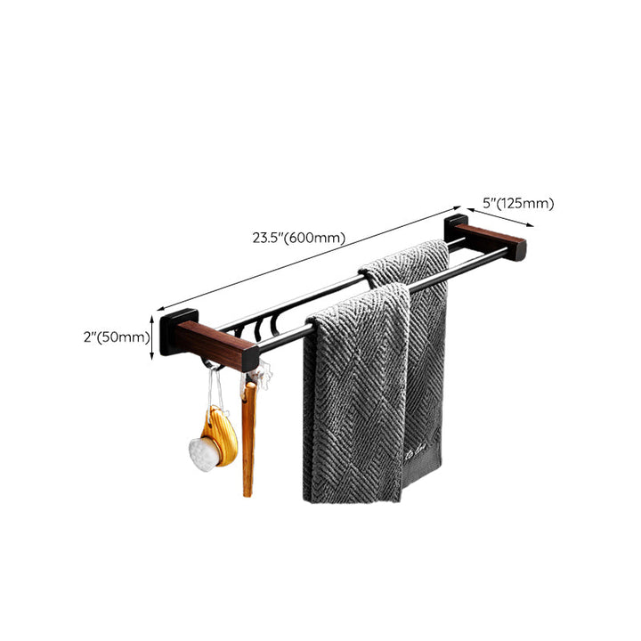 Lisslune | Wood & Aluminum Bathroom Set Brown Bathroom Accessory Set