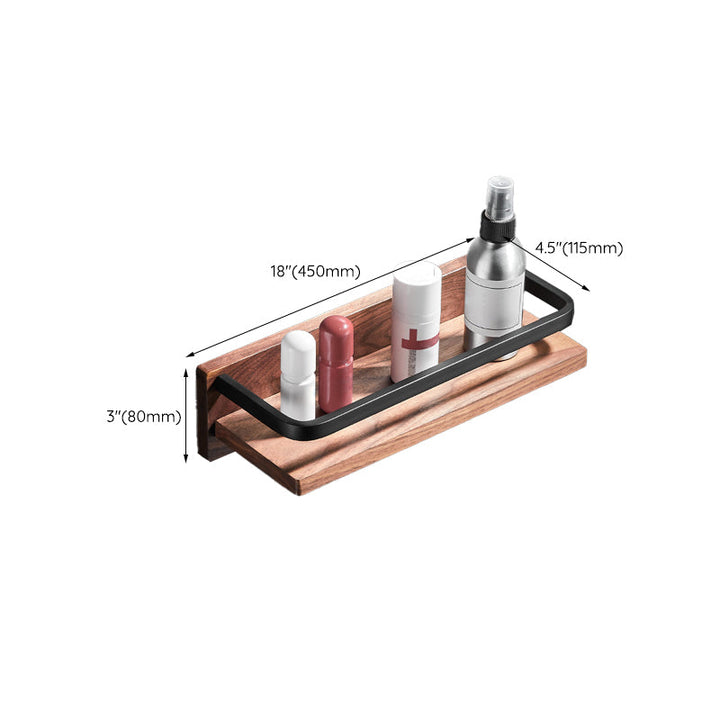 Lisslune | Wood & Aluminum Bathroom Set Brown Bathroom Accessory Set