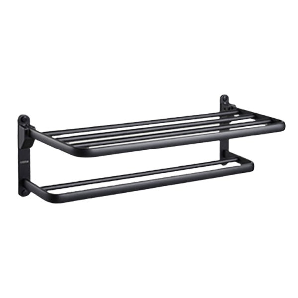 Lisslune | Contemporary bathroom accessory set with black finish and bath shelf/towel bar