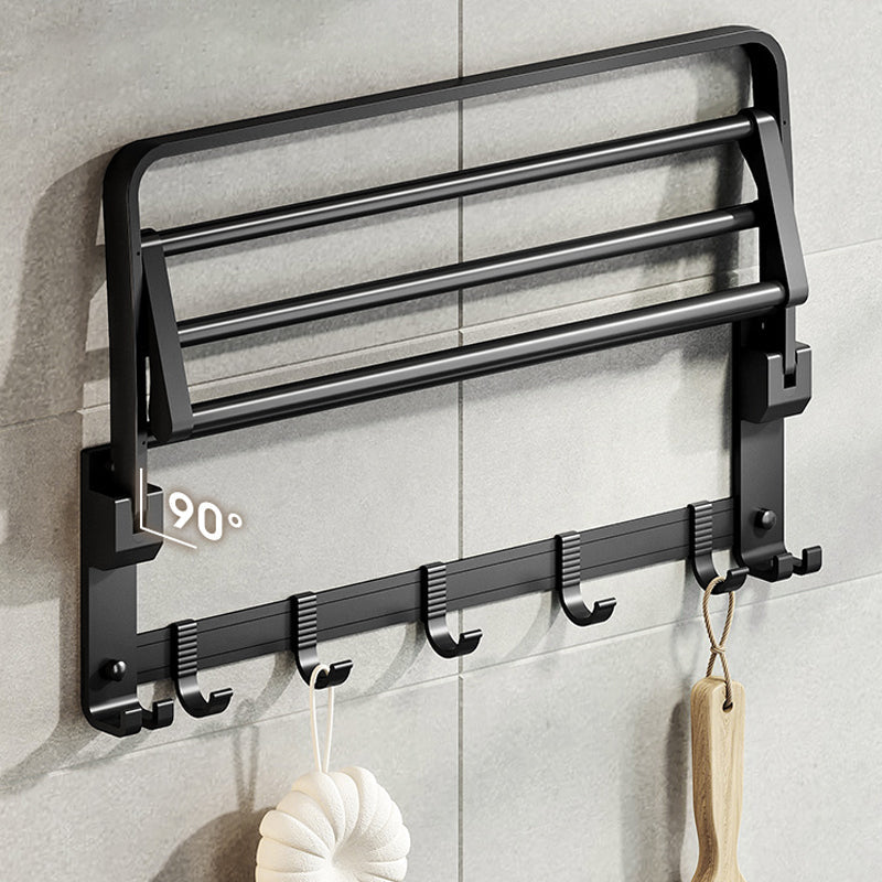Lisslune | Contemporary bathroom accessory set with black surface and bath shelf/towel bar