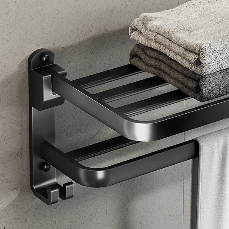 Lisslune | Contemporary bathroom accessory set with black finish and bath shelf/towel bar