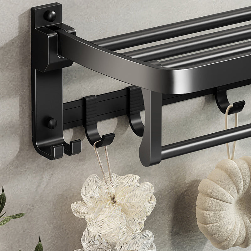 Lisslune | Contemporary bathroom accessory set with black surface and bath shelf/towel bar