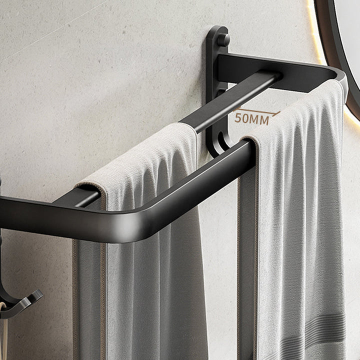 Lisslune | Contemporary bathroom accessory set with black finish and bath shelf/towel bar