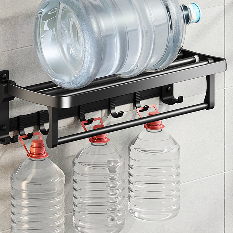 Lisslune | Contemporary bathroom accessory set with black finish and bath shelf/towel bar