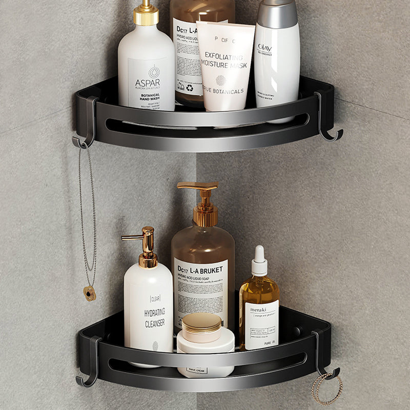 Lisslune | Contemporary bathroom accessory set with black surface and bath shelf/towel bar