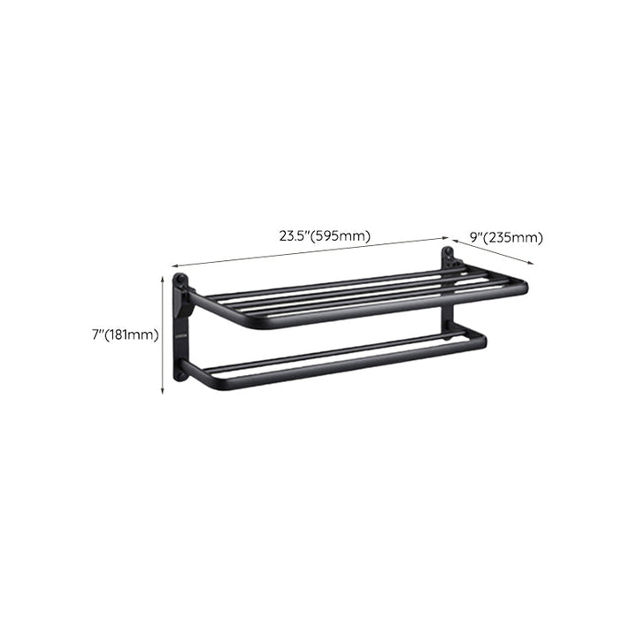 Lisslune | Contemporary bathroom accessory set with black finish and bath shelf/towel bar