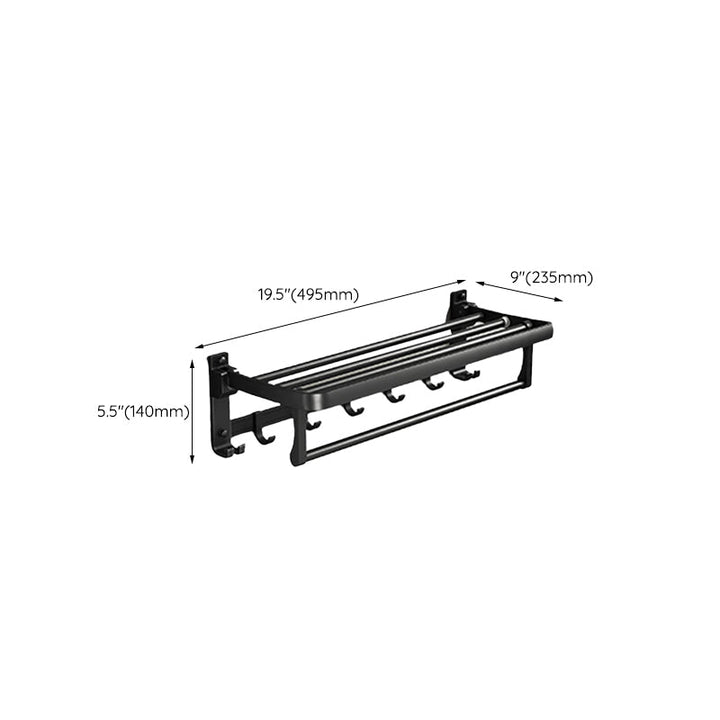 Lisslune | Contemporary bathroom accessory set with black finish and bath shelf/towel bar