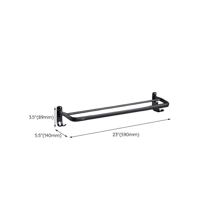 Lisslune | Contemporary bathroom accessory set with black surface and bath shelf/towel bar