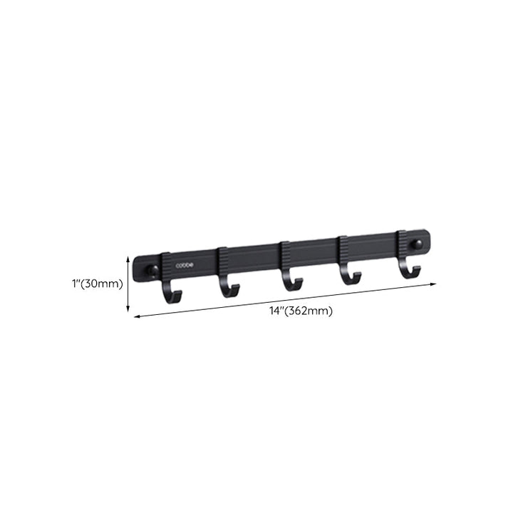 Lisslune | Contemporary bathroom accessory set with black surface and bath shelf/towel bar