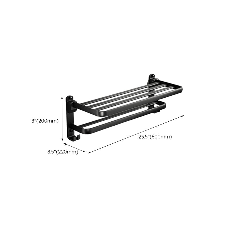 Lisslune | Contemporary bathroom accessory set with black finish and bath shelf/towel bar