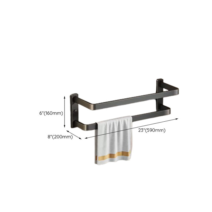 Lisslune | Contemporary bathroom accessory set with black surface and bath shelf/towel bar