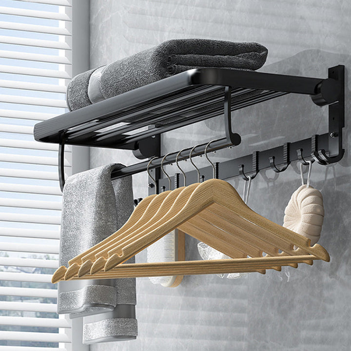 Lisslune | Classic Bathroom Accessories Set in Aluminum Black Finish Bathrobe Hook/ Towel Bar