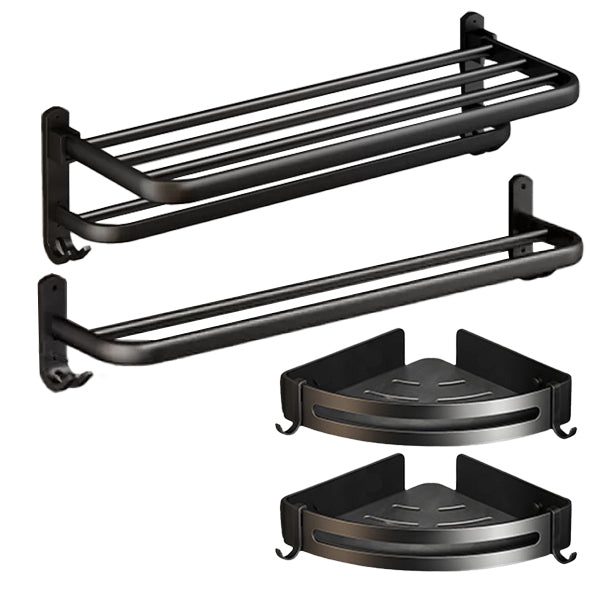 Lisslune | Classic Bathroom Accessories Set in Aluminum Black Finish Bathrobe Hook/ Towel Bar