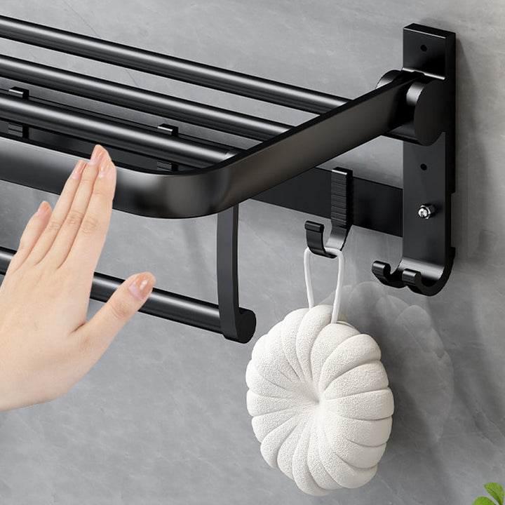 Lisslune | Classic Bathroom Accessories Set in Aluminum Black Finish Bathrobe Hook/ Towel Bar
