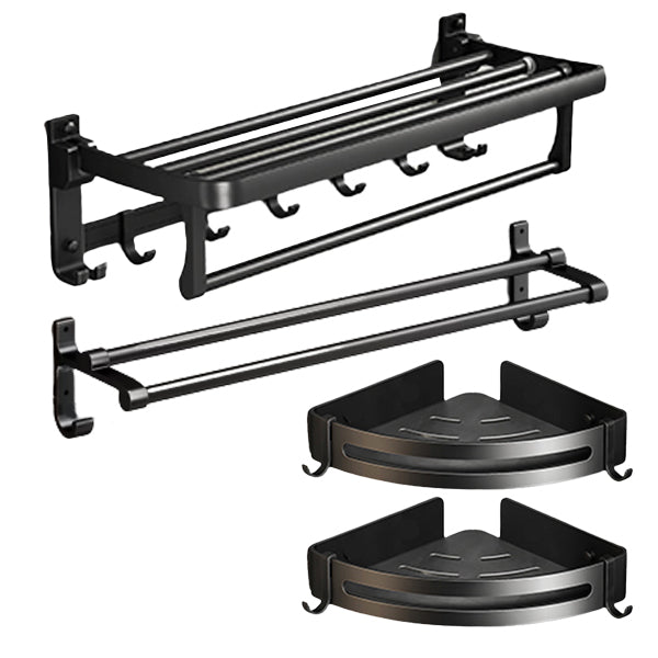 Lisslune | Classic Bathroom Accessories Set in Aluminum Black Finish Bathrobe Hook/ Towel Bar