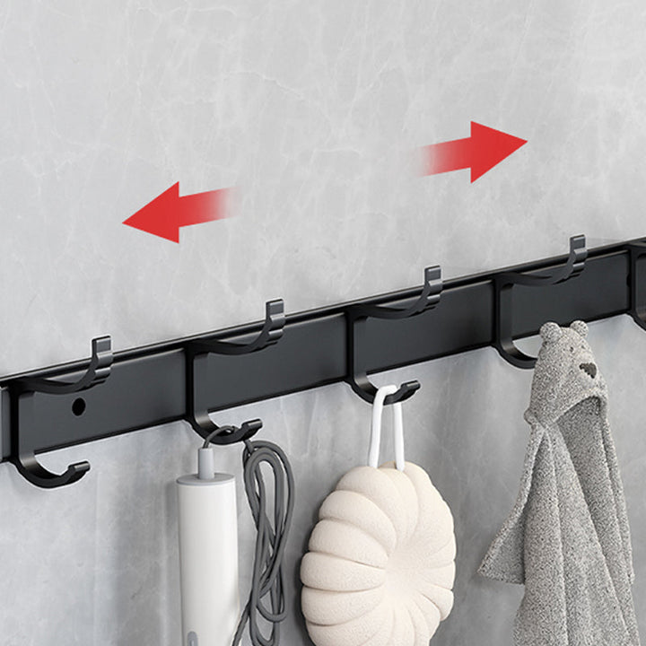 Lisslune | Classic Bathroom Accessories Set in Aluminum Black Finish Bathrobe Hook / Towel Bar