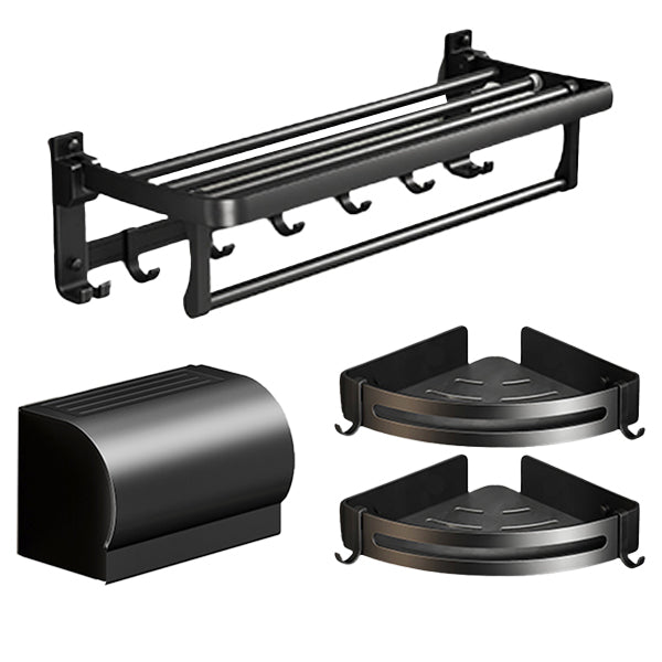 Lisslune | Classic Bathroom Accessories Set in Aluminum Black Finish Bathrobe Hook / Towel Bar