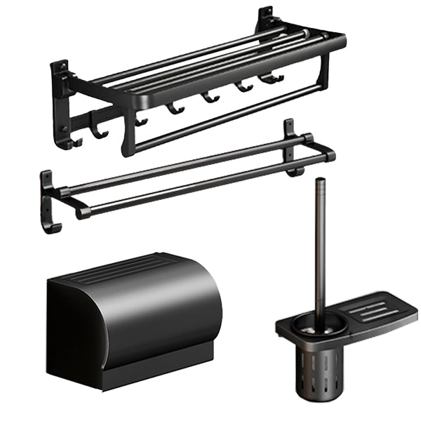 Lisslune | Classic Bathroom Accessories Set in Aluminum Black Finish Bathrobe Hook/ Towel Bar