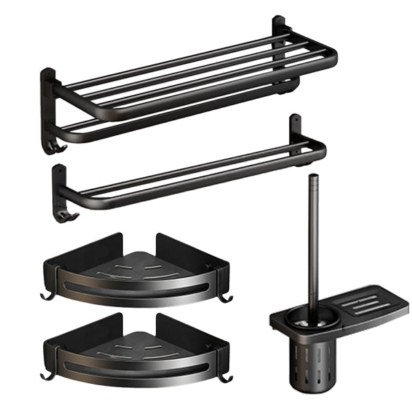 Lisslune | Classic Bathroom Accessories Set in Aluminum Black Finish Bathrobe Hook / Towel Bar