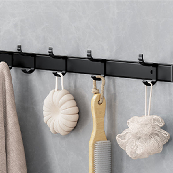 Lisslune | Classic Bathroom Accessories Set in Aluminum Black Finish Bathrobe Hook / Towel Bar
