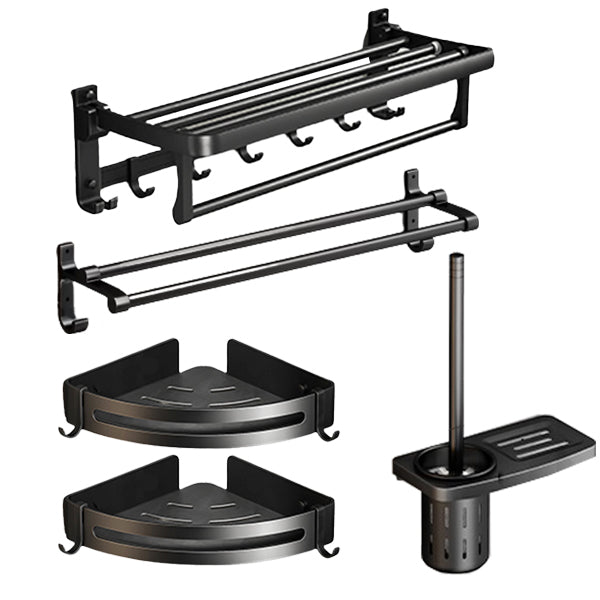 Lisslune | Classic Bathroom Accessories Set in Aluminum Black Finish Bathrobe Hook/ Towel Bar