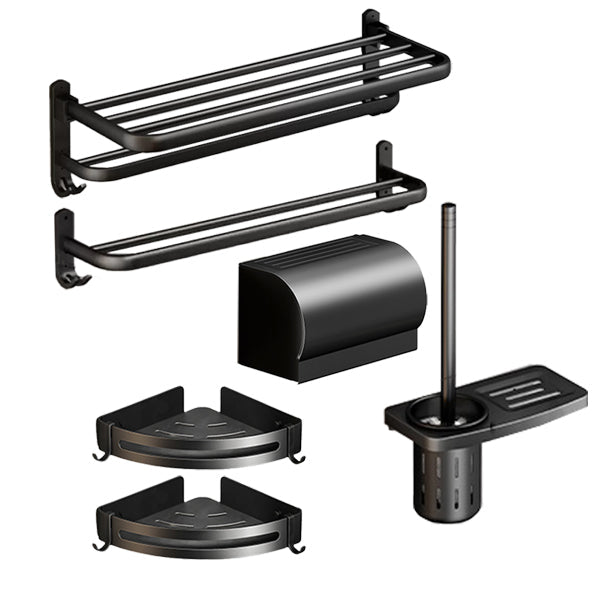 Lisslune | Classic Bathroom Accessories Set in Aluminum Black Finish Bathrobe Hook / Towel Bar