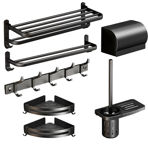 Lisslune | Classic Bathroom Accessories Set in Aluminum Black Finish Bathrobe Hook / Towel Bar