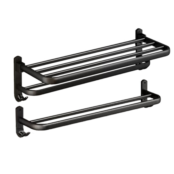 Lisslune | Classic Bathroom Accessories Set in Aluminum Black Finish Bathrobe Hook / Towel Bar