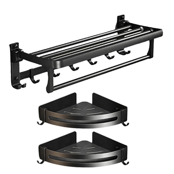 Lisslune | Classic Bathroom Accessories Set in Aluminum Black Finish Bathrobe Hook / Towel Bar