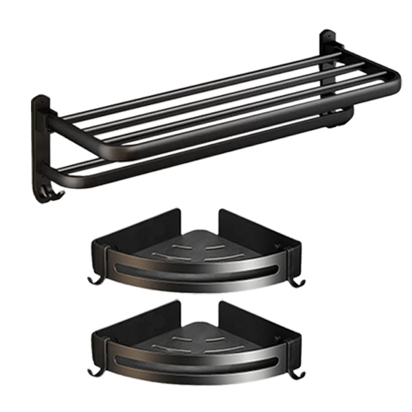 Lisslune | Classic Bathroom Accessories Set in Aluminum Black Finish Bathrobe Hook / Towel Bar