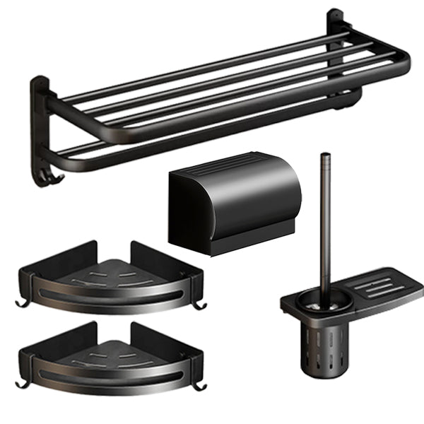 Lisslune | Classic Bathroom Accessories Set in Aluminum Black Finish Bathrobe Hook/ Towel Bar
