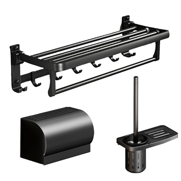 Lisslune | Classic Bathroom Accessories Set in Aluminum Black Finish Bathrobe Hook/ Towel Bar