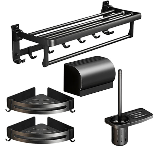 Lisslune | Classic Bathroom Accessories Set in Aluminum Black Finish Bathrobe Hook / Towel Bar