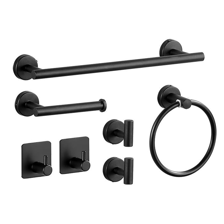 Lisslune | Modern Bathroom Hardware Set made of Stainless Steel Brushed Chrome Towel Bar/Ring & Bathrobe Hook