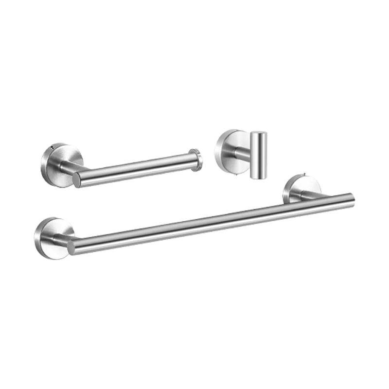 Lisslune | Modern Bathroom Hardware Set made of Stainless Steel Brushed Chrome Towel Bar/Ring & Bathrobe Hook