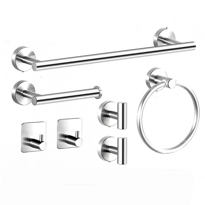 Lisslune | Modern Bathroom Hardware Set made of Stainless Steel Brushed Chrome Towel Bar/Ring & Bathrobe Hook