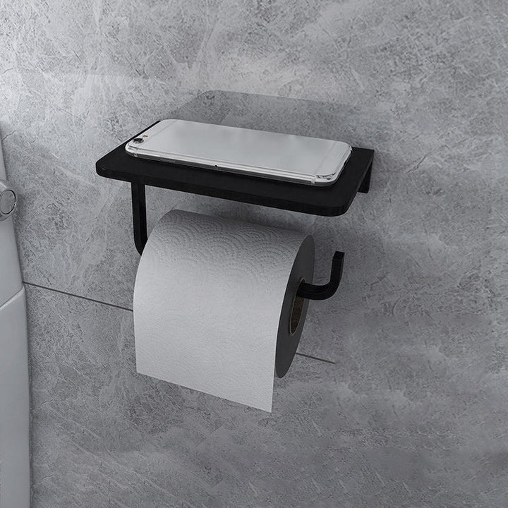 Lisslune | Black 6-piece Bathroom Accessory Set Modern Shower Curtain Rod / Bathrobe Hook and Towel Bar