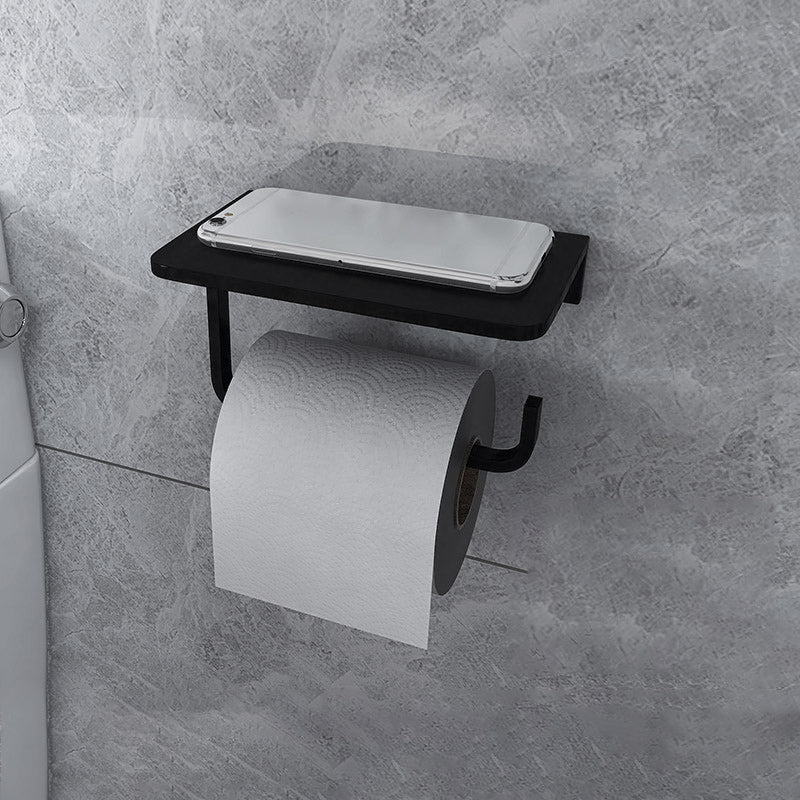 Lisslune | Black 6-piece Bathroom Accessory Set Modern Shower Curtain Rod / Bathrobe Hooks and Towel Bar