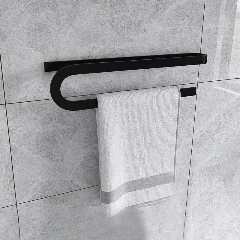 Lisslune | Black 6-piece Bathroom Accessory Set Modern Shower Curtain Rod / Bathrobe Hook and Towel Bar