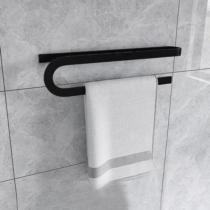 Lisslune | Black 6-piece Bathroom Accessory Set Modern Shower Curtain Rod / Bathrobe Hook and Towel Bar