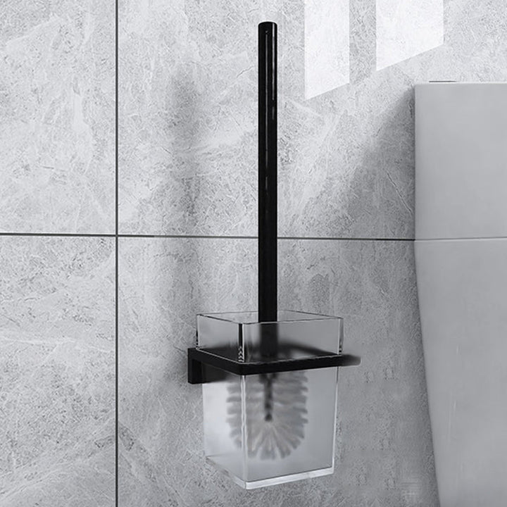 Lisslune | Black 6-piece Bathroom Accessory Set Modern Shower Curtain Rod / Bathrobe Hook and Towel Bar