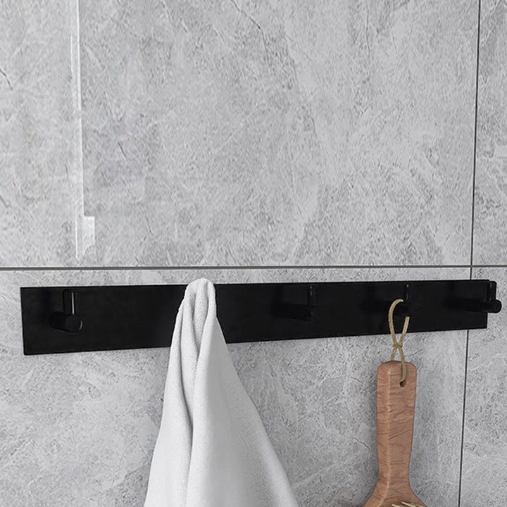 Lisslune | Black 6-piece Bathroom Accessory Set Modern Shower Curtain Rod / Bathrobe Hooks and Towel Bar